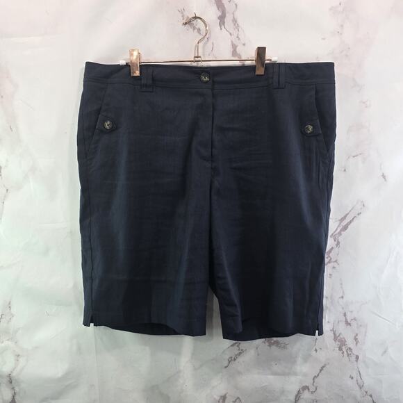 J. Jill Pants - J Jill Shorts Womens 16 Blue Linen Stretch Bermuda High Rise Chambray Indigo